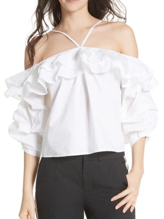 Joie Tops - Joie White Off-Shoulder Ruffle Strap Camisole